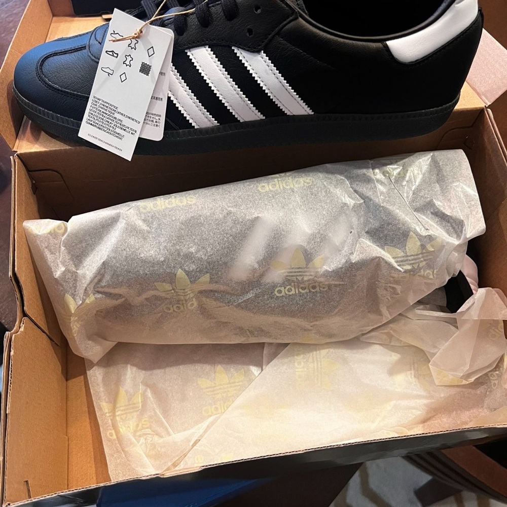 Adidas Men's Black Sneakers with White Stripes